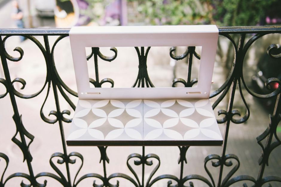 Balcony table with hydraulic tile